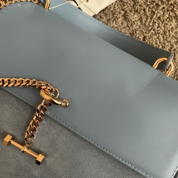 Luana Italy Light Blue Paley Satchel - Picture 3 of 7